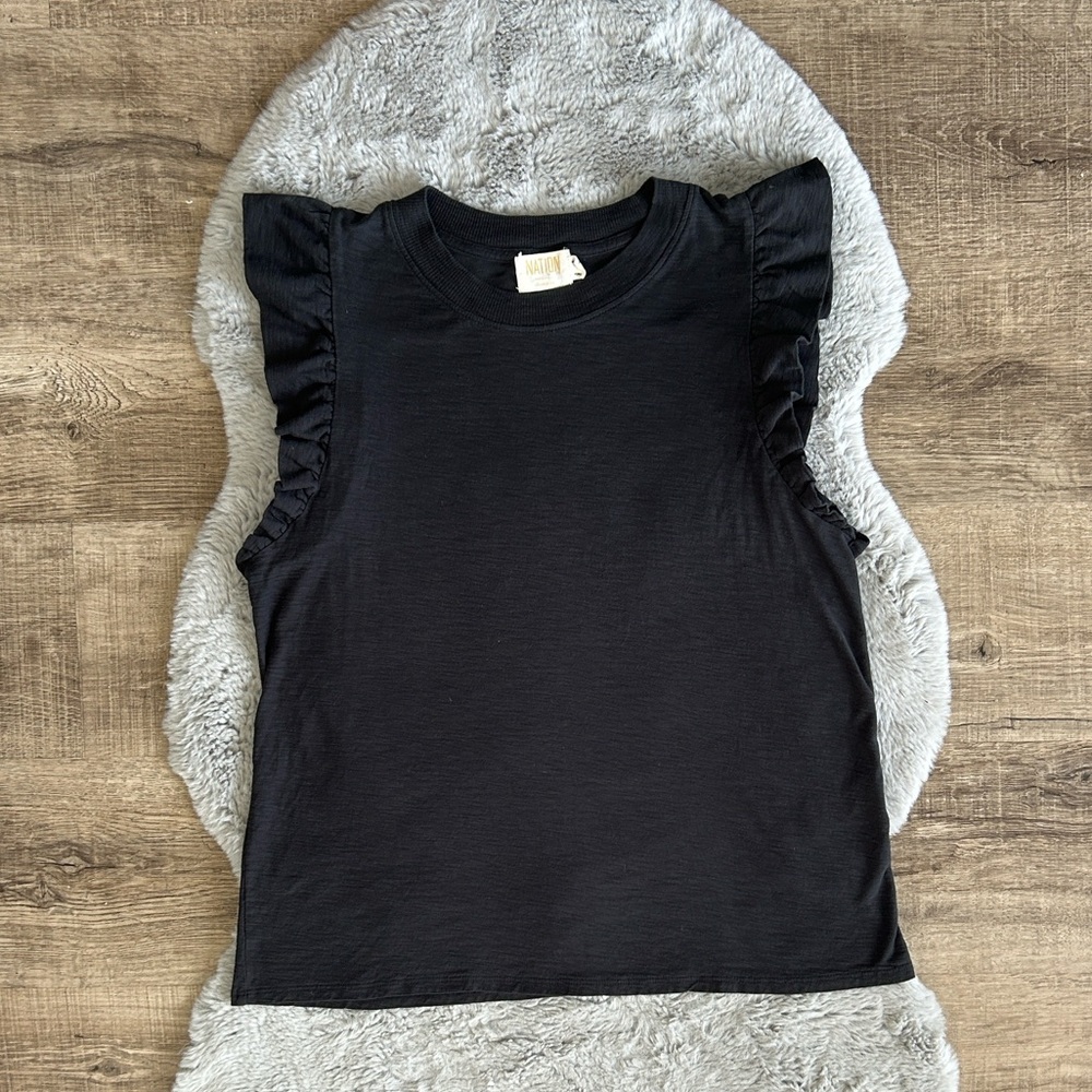 NATION LTD Paulette Tank Reverse Slub In Jet Black L - Picture 4 of 9